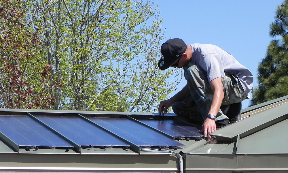 Solar Installation in Seam Metal Roof